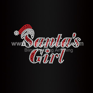 Santa's Girl Rhinestone Iron On Transfers